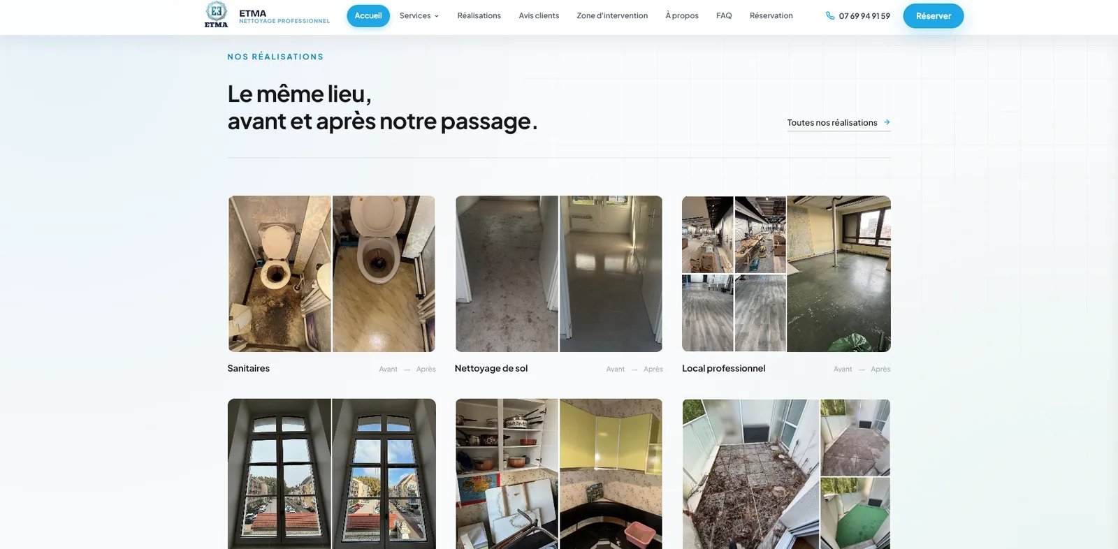 Galerie avant / après des nettoyages réalisés par ETMA